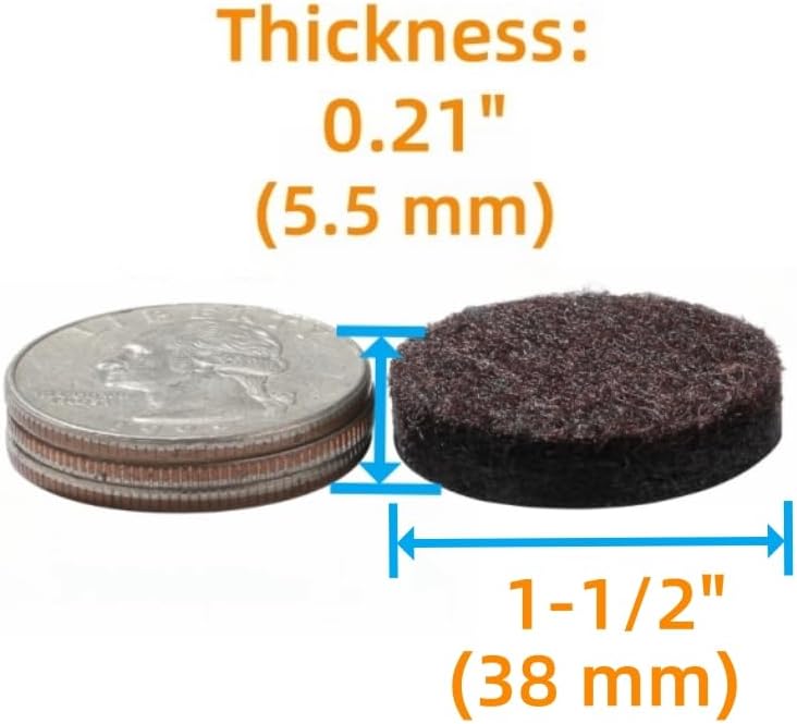 Furnigear Felt Furniture Pads for Hardwood Floors - Self Adhesive Chair Felt Pad, Floor Protector for Furniture Feet, Furniture Slider Moving Furniture Smoothly, Anti Scratch 48 Pcs 1-1/2" Round Brown