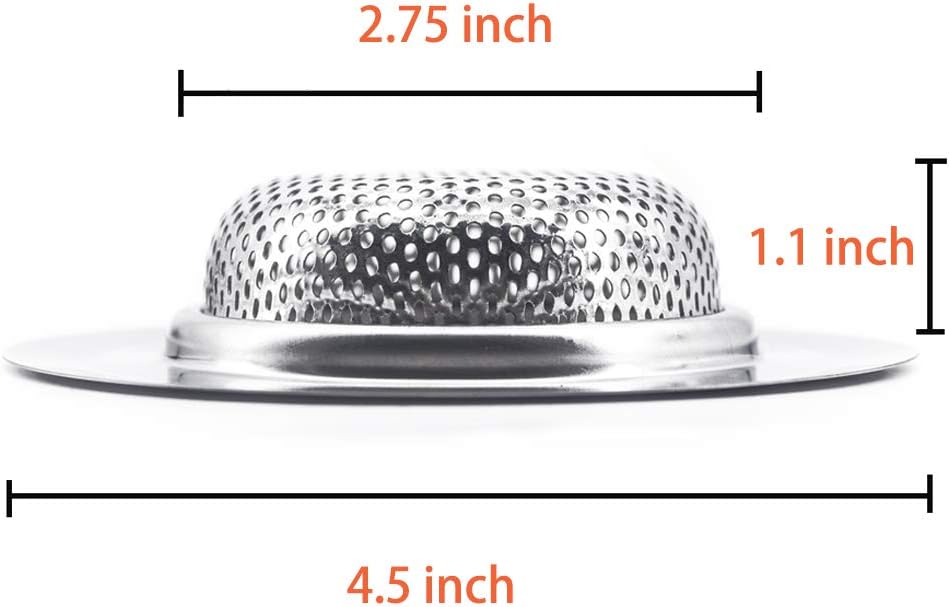 Kitchen Sink Strainer Stainless Steel Sink Strainer with Large Wide Rim 4.5" for Mesh Sink Strainer, Bathroom, Slop, Laundry, RV, Lavatory, Large (Pack of 2)