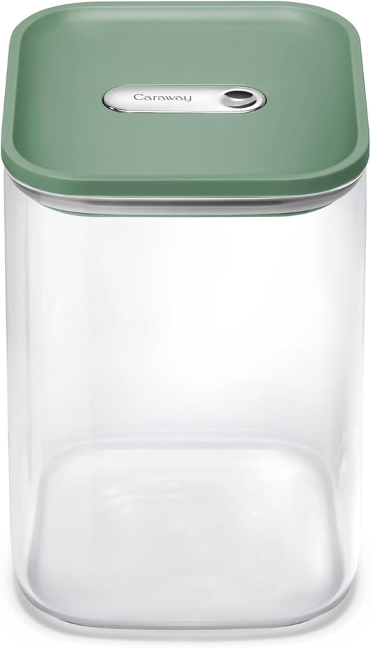 Caraway 4qt Glass Airtight Food Storage Container with Lid – Non-Toxic, BPA-Free Kitchen Storage Container – Stackable, Space-Saving Airtight Container for Dry Goods and More - Sage