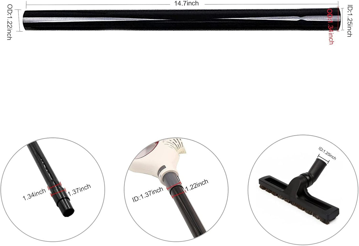 Vacuum Extension Wand 1 1/4" for Shop Vac Accessories 1.25" 32mm Extension Pipe Vacuum Tubes 14.7" Long 3pcs