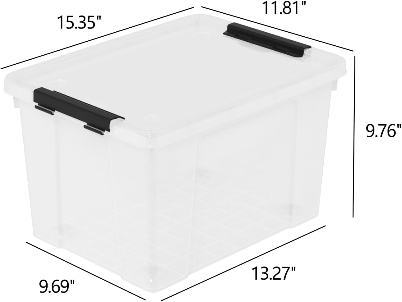 Set of 4 Plastic Latch Storage Bins with Wheels, 23 L Clear Latch Boxes with Stackable Lids