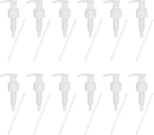 uxcell 12 Pcs Soap Dispenser Pump Heads Soap Dispensers Top Pumps Replacement Switch Pumphead for Standard 24/426 Neck Size Lotion Shampoo Bottle, White