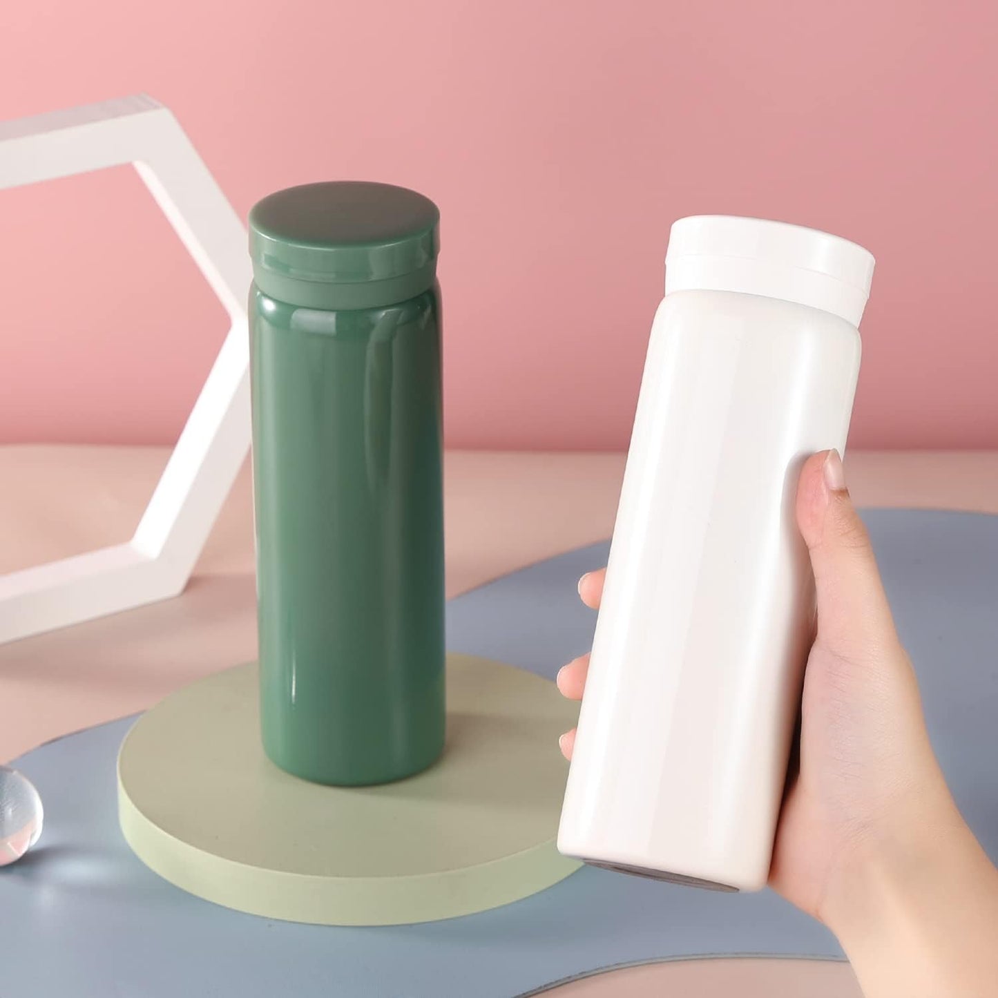 Mini Thermos Cute Water Bottle - 7 oz Tiny Insulated Vacuum 18/10 Stainless Steel Small Flask - Leak Proof & Spill Proof & Keeps Cold and Hot for Drink, Coffee, Tea - Green