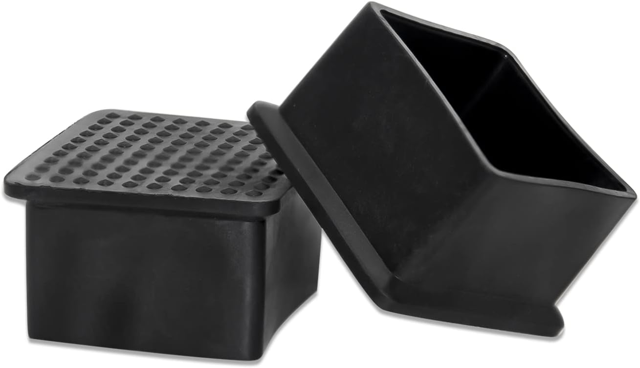 Flyshop Flexible Anti-Scratch PVC Patio Chair Table Leg Caps Tips Floor Protectors Square Furniture Covers, 20pcs, Black, 38 mm x 38 mm, 1-1/2" x 1-1/2"