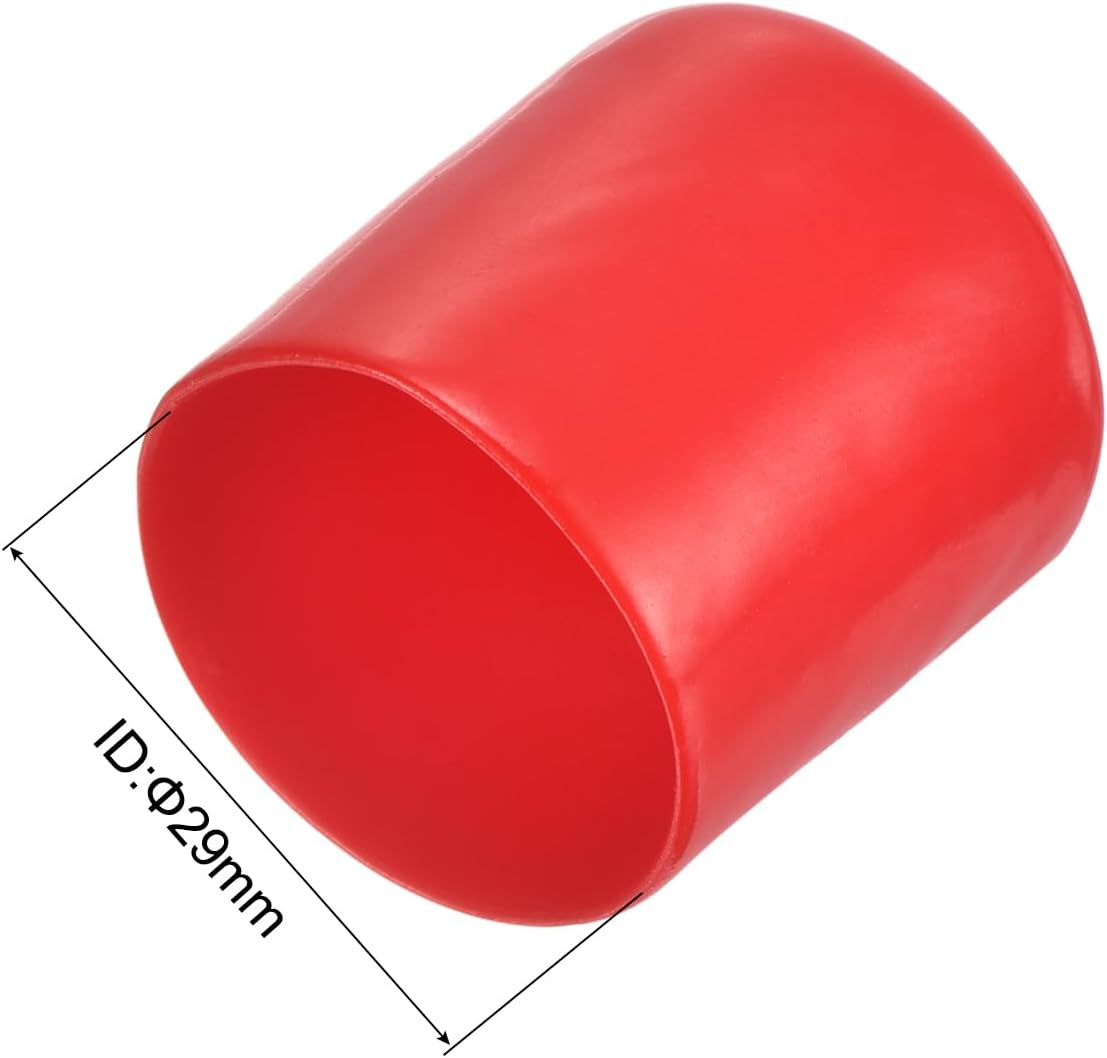 uxcell 20pcs Rubber End Caps 29mm ID Vinyl Round Tube Bolt Cap Cover Thread Protectors Red