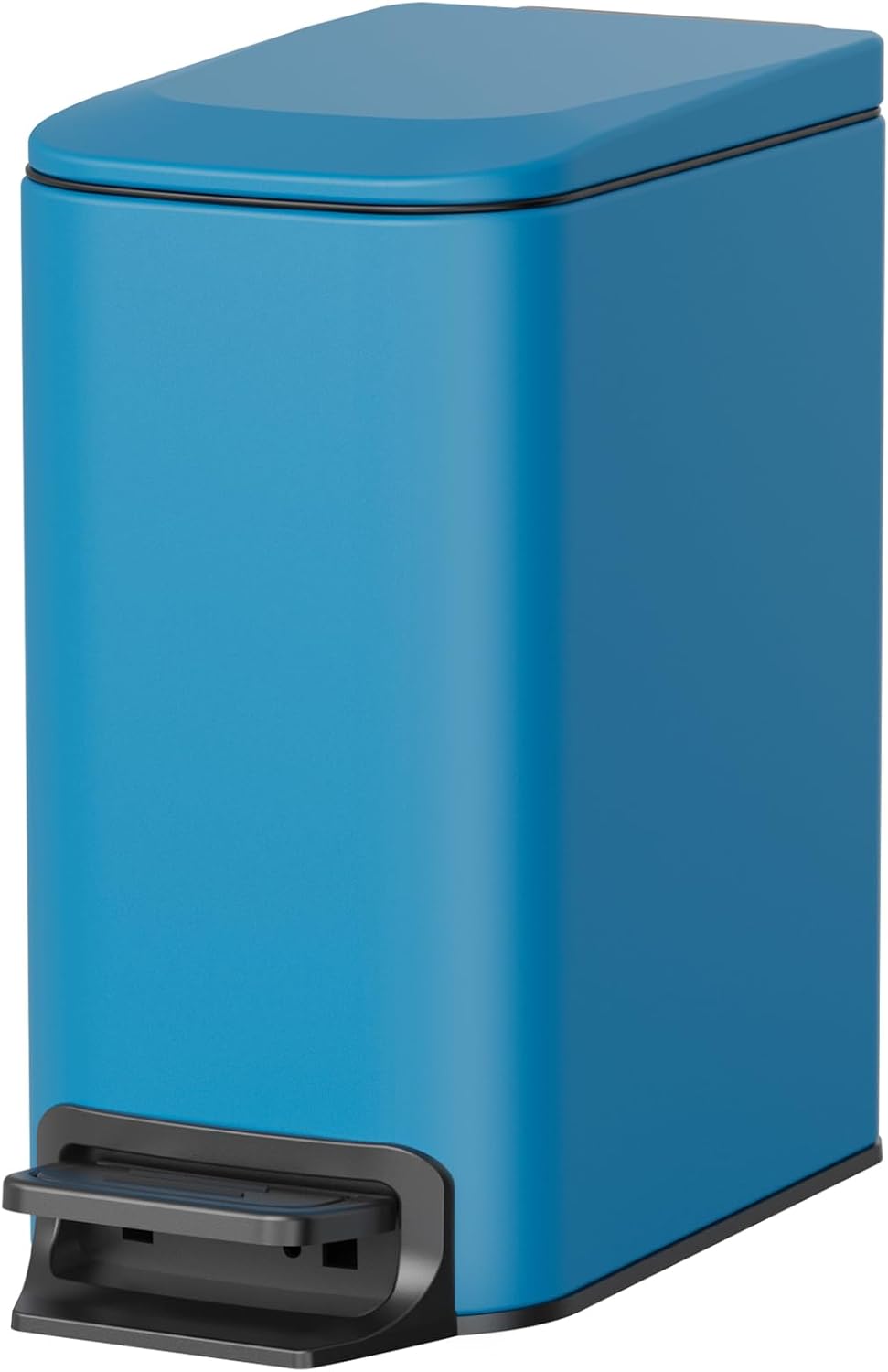 Cesun Small Bathroom Trash Can with Lid Soft Close, Step Pedal, 6 Liter / 1.6 Gallon Stainless Steel Garbage Can with Removable Inner Bucket, Anti-Fingerprint Finish (Blue)