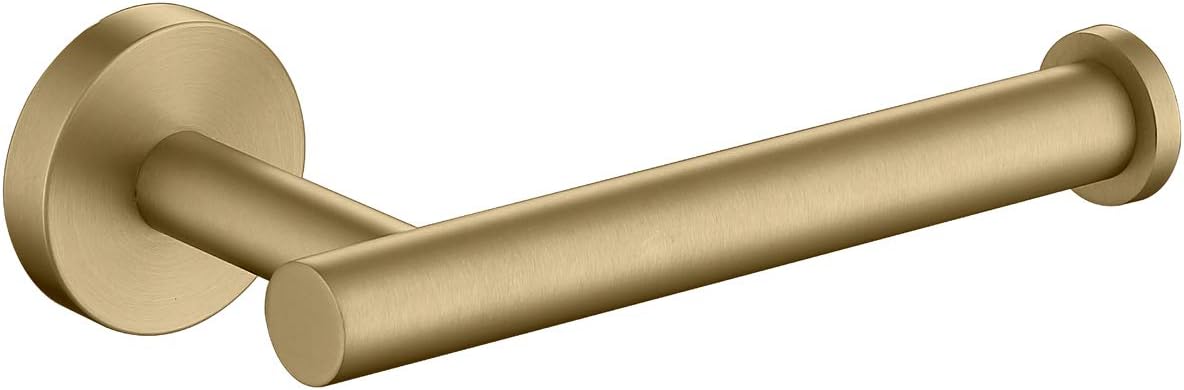 TASTOS Brushed Gold Toilet Paper Holder SUS304 Stainless Steel, Modern Round Tissue Roll Holders Wall Mount, Toilet Paper Roll Dispenser Bathroom 5 inch TP Holder for Kitchen Washroom