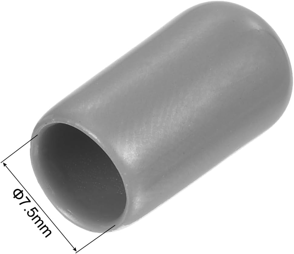 uxcell 20pcs Rubber End Caps Protective Caps 7.5mm ID Vinyl PVC Round Tube Bolt Cap Cover Screw Thread Protectors, Light Grey
