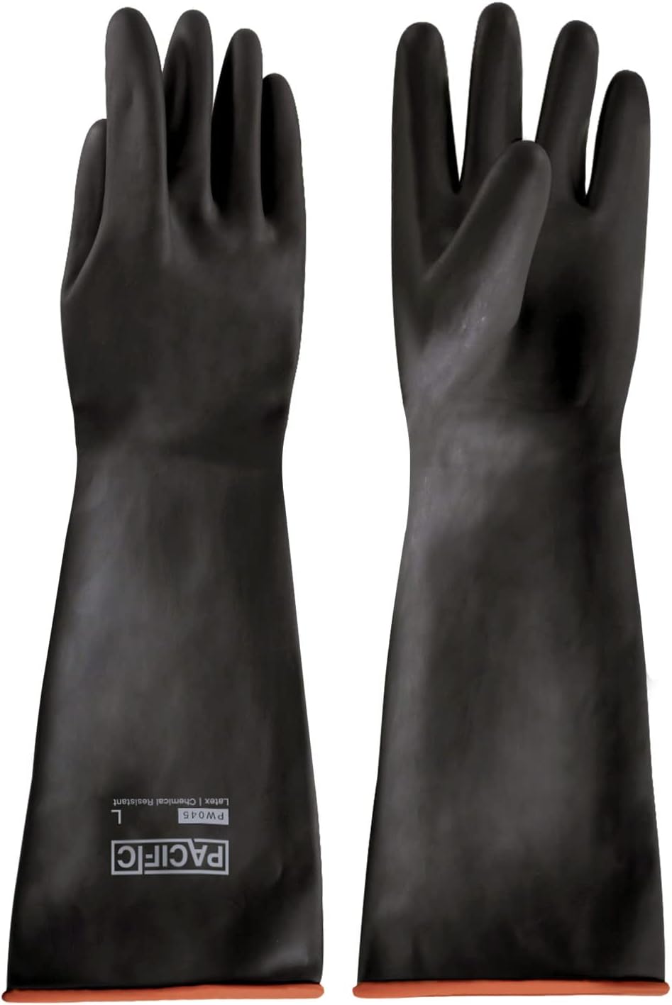 PACIFIC PPE Heavy Duty Latex Chemical Gloves, Strong Acid Resistance Rubber Gloves, Against Alkali and Oil, 18"
