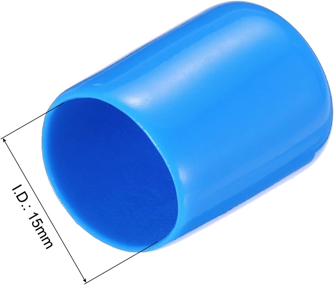 uxcell 20pcs Rubber End Caps 15mm(9/16") ID Vinyl PVC Round Tube Bolt Cap Cover Screw Thread Protectors,Light Blue