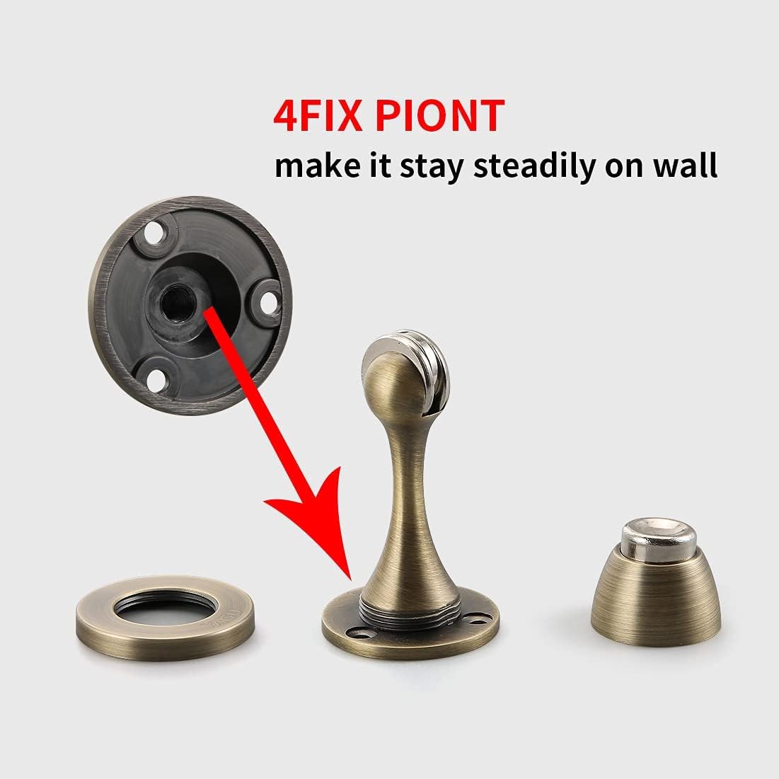 YAGU Magnetic Door Stopper 2 Pack, Zinc Alloy Brushed Bronze Door Stops Door Catch Holder Wall Floor Mounted, Magnet Metal Soft-Catch