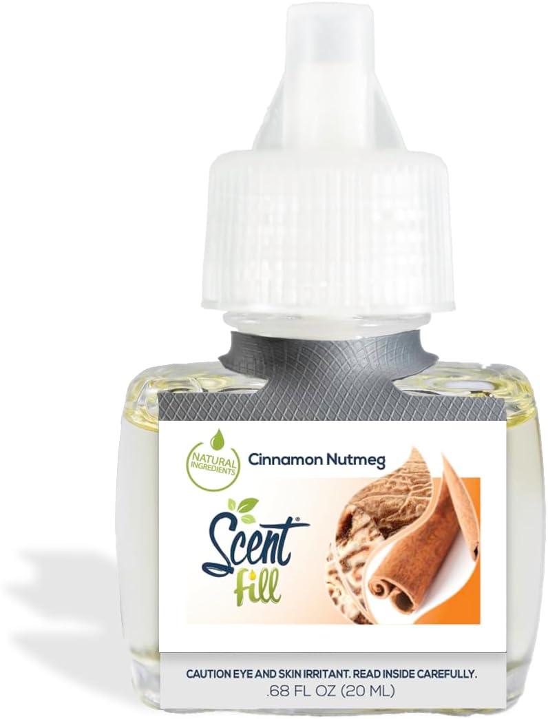 Scent Fill Fall Plug in Air Freshener Kit (Relax Blend, Cinnamon Apple, Orange Clove, Sweet & Spicy Cinnamon Nutmeg), 4 Refills + Diffuser