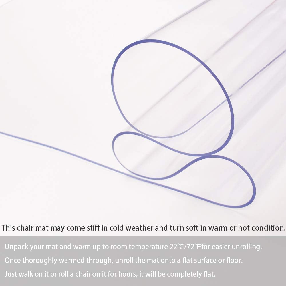 Office Chair Mat for Hardwood Floor, 1/8" Thick 55” x 35” Crystal Clear Hard Floor Chair Mat, Transparent Floor Protector Mat Flat Without Curling