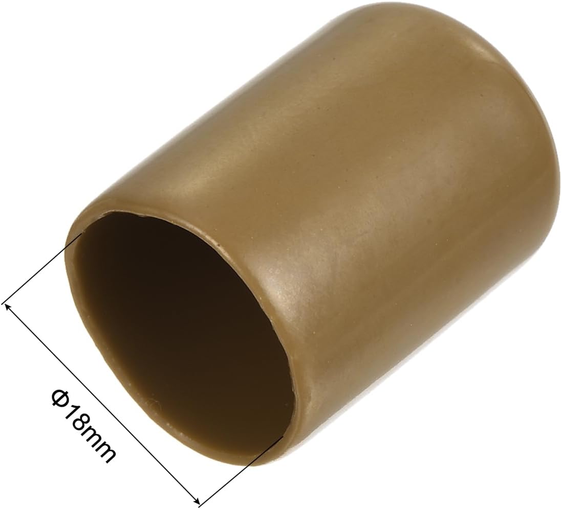 uxcell 20pcs Rubber End Caps 18mm ID Vinyl PVC Round Tube Bolt Cap Cover Screw Thread Protectors Light Brown