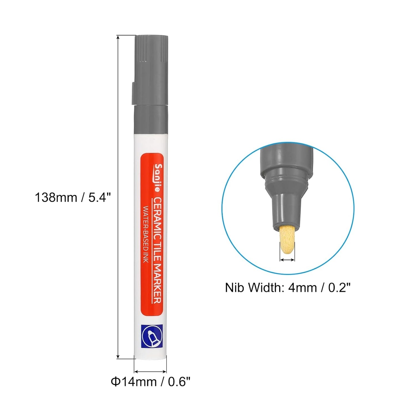 PATIKIL Grout Pen, 4 Pack Grey Tile Marker Waterproof Grout Sealer Pen Tile Repair Pens Paint Pens for Wall Floor Bathroom Kitchen Refresh