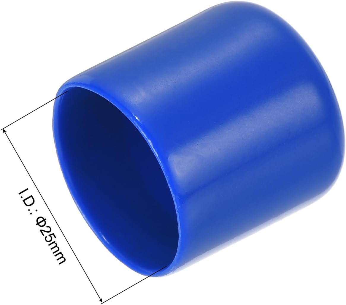 uxcell 20pcs Rubber End Caps 25mm ID Vinyl Round Tube Bolt Cap Cover Screw Thread Protectors Blue