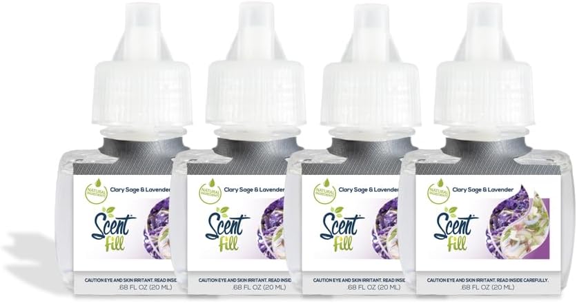Scent Fill Clary Sage & Lavender Blend Plug in Air Freshener, 4 Scented Oil Refills