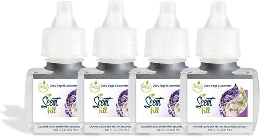 Scent Fill Clary Sage & Lavender Blend Plug in Air Freshener, 4 Scented Oil Refills