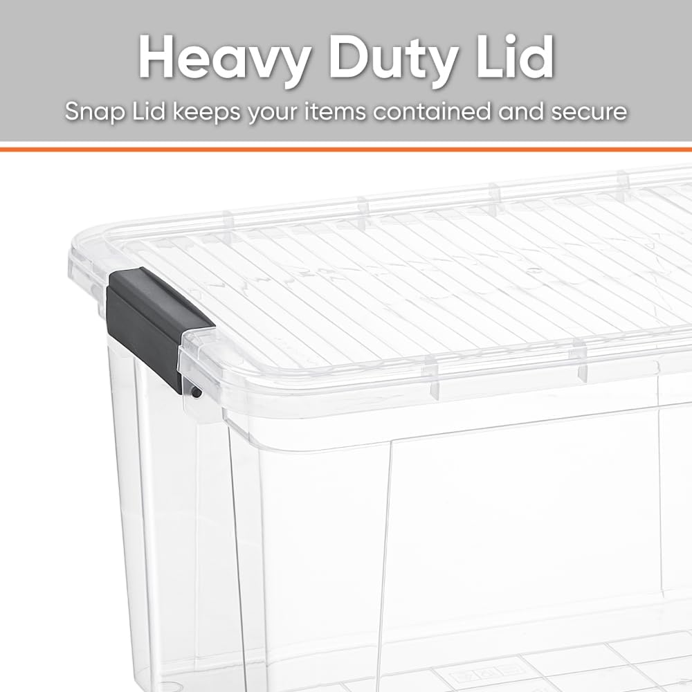 Superio Storage Bins with Lids, Clear Plastic Containers for Organizing, Stackable Totes, BPA Free, Odor Free, Organizer Boxes for Home, and Dorm (2 Pack, 14.25 Qt)