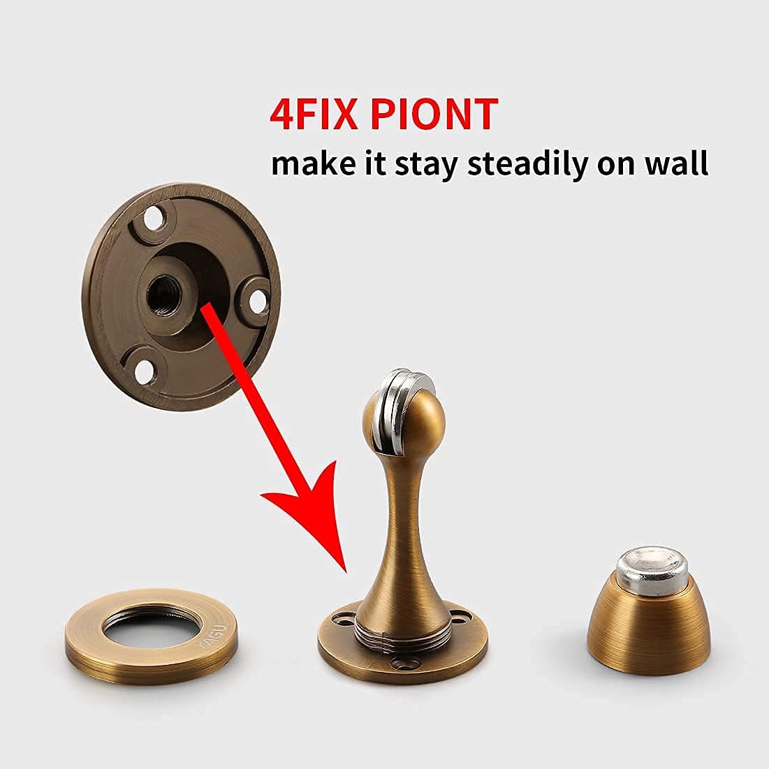 YAGU Magnetic Door Stoppers 2 Pack, Zinc Alloy Antique Brass Door Stops Magnet Catch Holder Wall Floor Mounted, Metal Soft-Catch