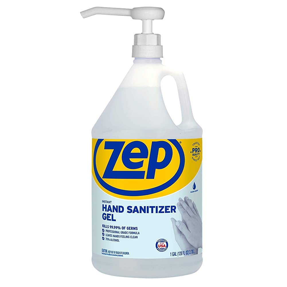Zep Instant Hand Sanitizer Gel 70% Alcohol - 1 Gallon (Case of 4) 355825 - Pump Included - Exceeds CDC Recommendations - Kills 99.9% of Germs