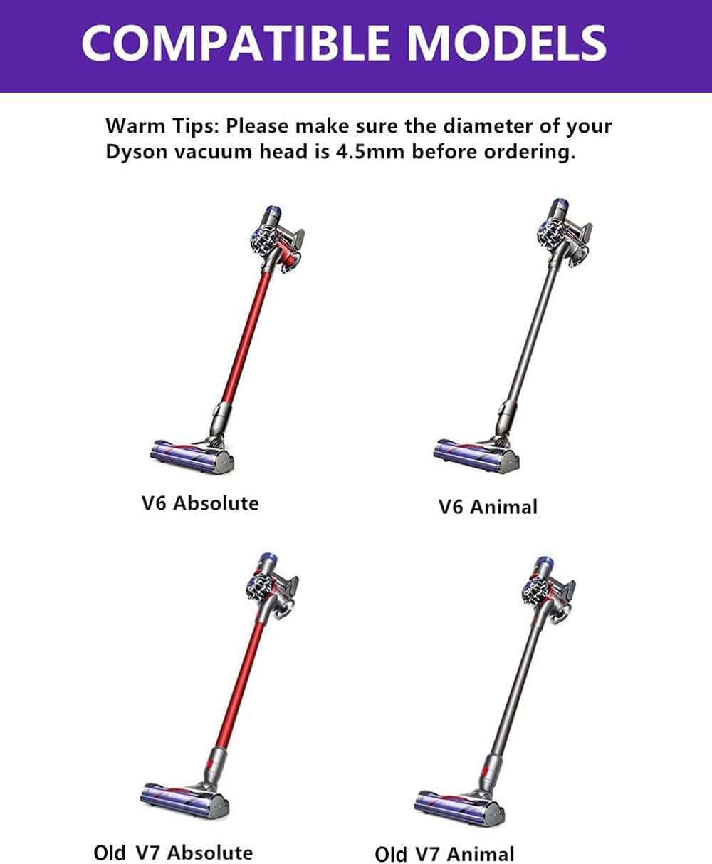 V6 Roller Brush Replacement Parts Compatible with Dyson V6 Animal Absolute Cordless Vacuum,V6 Brush Cleaning Head Accessories.Part No. 966821-01, 966084-01 (4-Prong, tip is 4.5 cm