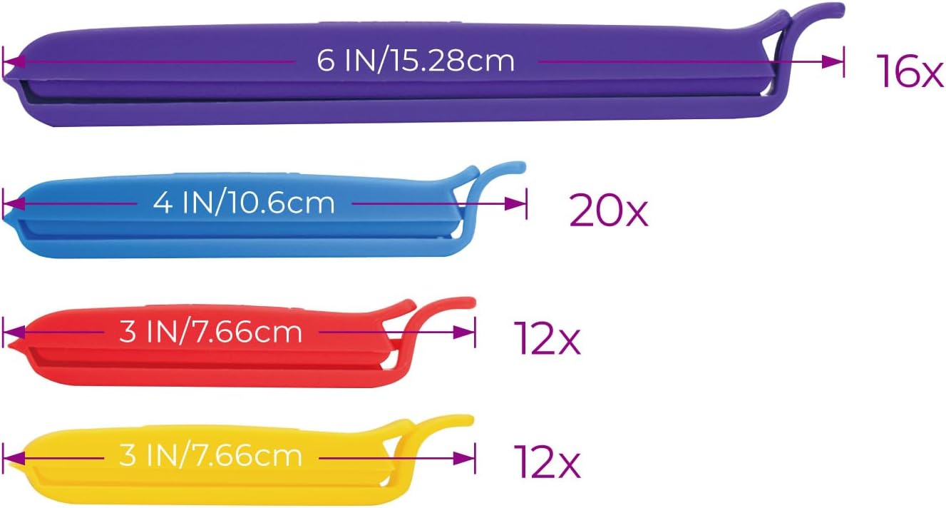 Keenpioneer Decorating/Icing Bag Sealing Clips, 60 Pack, Multipurpose for Food and Snack Storage, 3inch, 4inch and 6inch long