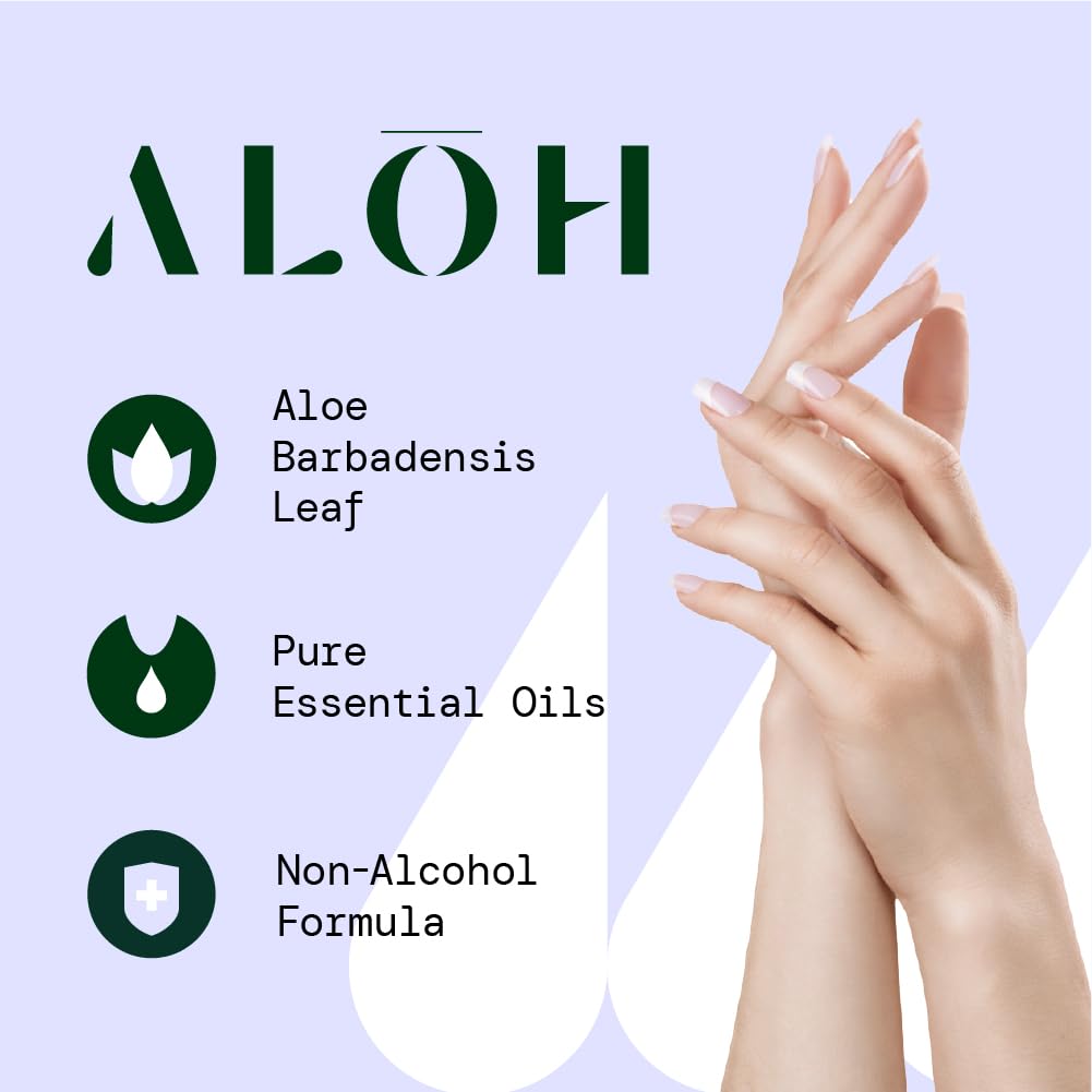 ALŌH Sanitizing Hand Gel 2-pack | Lemongrass + Aloe | 70% Alcohol Hydrating Hand Sanitizer Gel with Essential Oil, for Kids & Adults | 8oz Size Bottle (Set of 2)