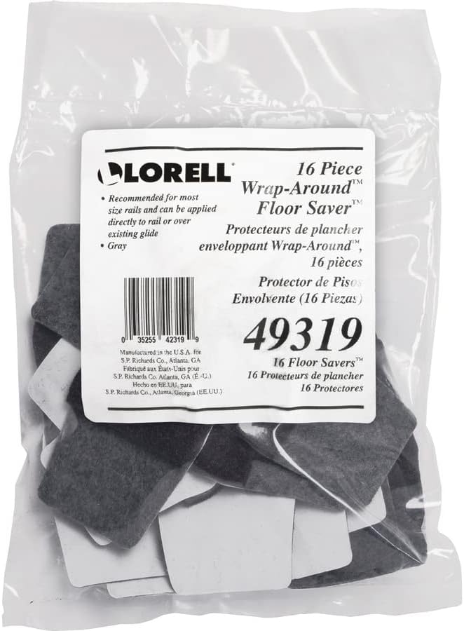 Lorell LLR49319 Wrap Around Floor Savers, Gray (Pack of 16)