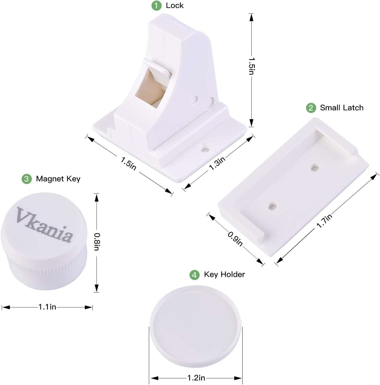 6 Pack Vkania Magnetic Cabinet Locks Baby Proofing - Baby Safety Latches for Drawers and Cabinets - Hidden Adhesive Magnet Baby Locks - Easy Installation No Drilling