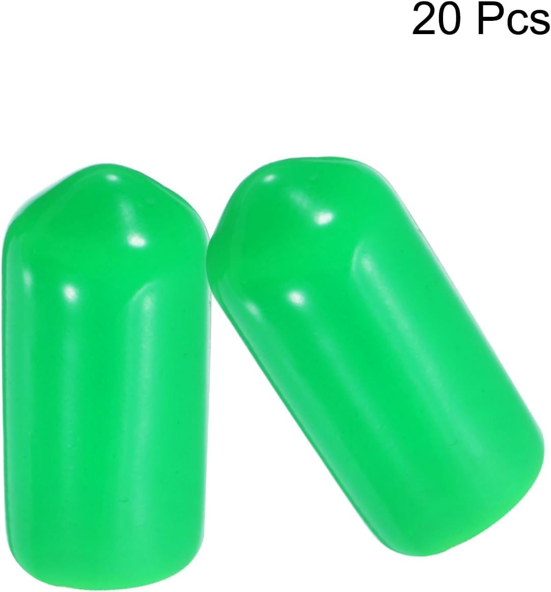 uxcell 20pcs Rubber End Caps 9mm ID Vinyl PVC Round Tube Bolt Cap Cover Screw Thread Protectors Green