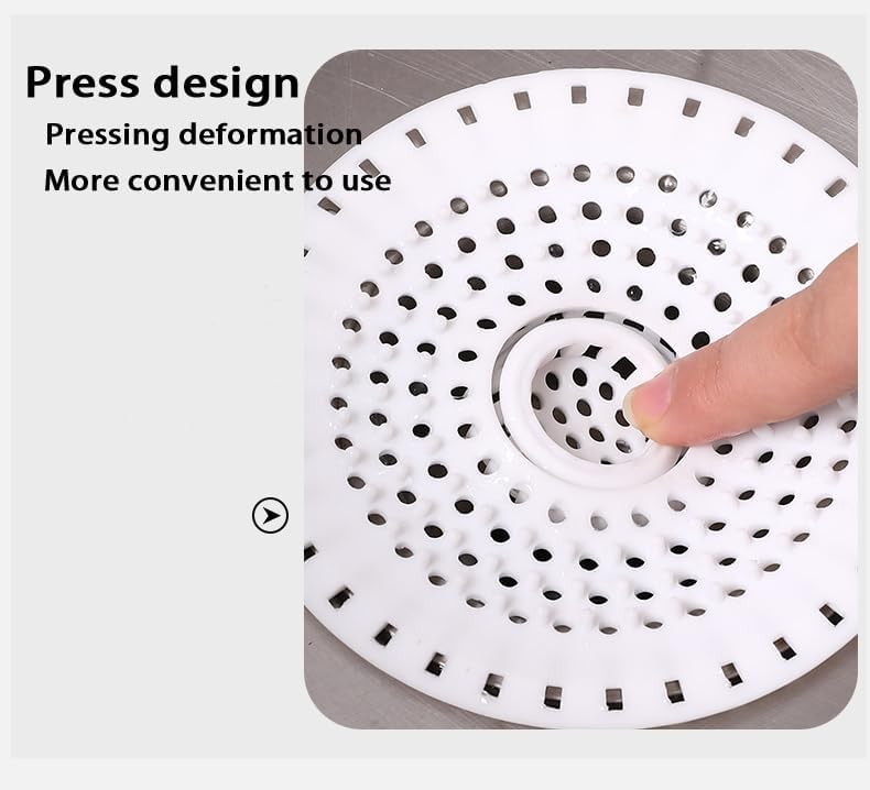 Drain Hair Catcher, Silicone Bathtub Drain Protector 2 Packs(White/Gray, Round)