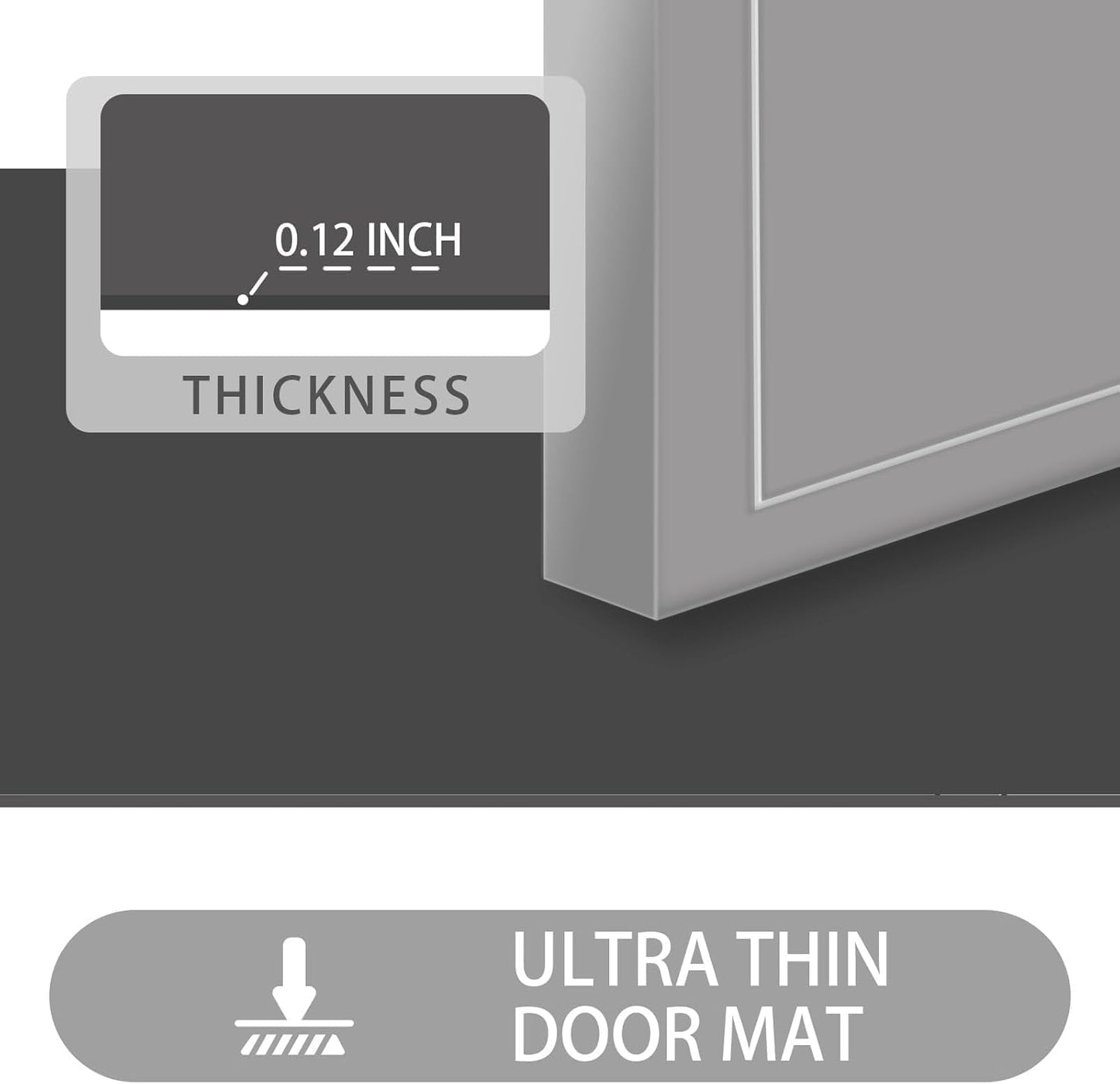Ultra Thin Door Mat Indoor Entrance, 1/10 in Thin Door Mats for Inside Entry, Non-Slip Rubber Backing Washable Doormat, Fade Resistant, Absorbent, Low Profile Dirt Trapper, 30"X17",Grey