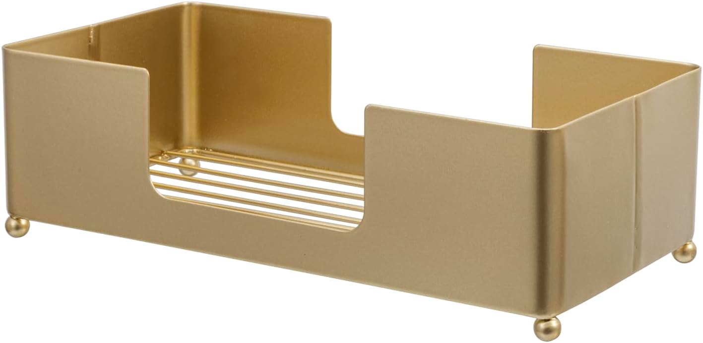 MyGift Paper Towel Holder Modern Gold-Tone Metal Tabletop Folded Paper Hand Towel Holder for Guest Bathroom, Commercial Countertop Tissue Paper Dispenser Tray for Trfold, C-Fold, Z-Fold