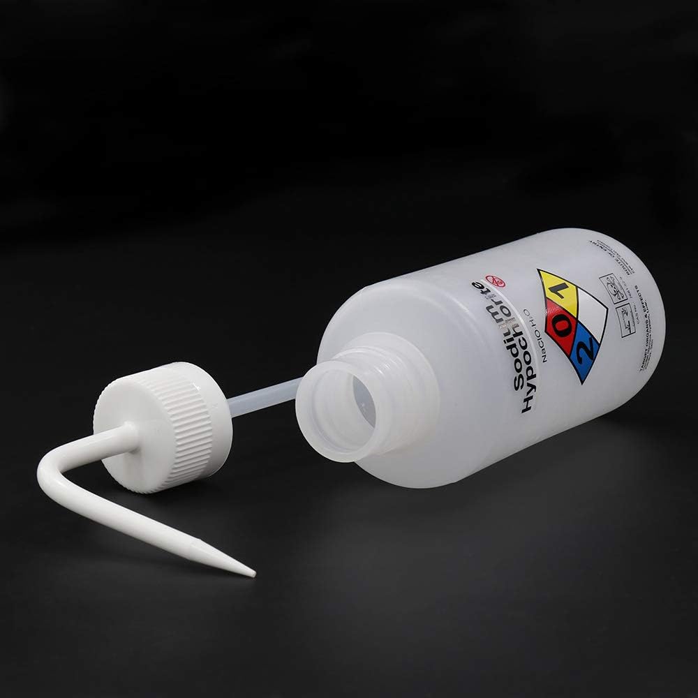 2pcs of Self-Venting Safety Wash Bottles, Vol.500ml 17oz, Sodium Hypochlorite Wash Bottle, LDPE Material, LVM006