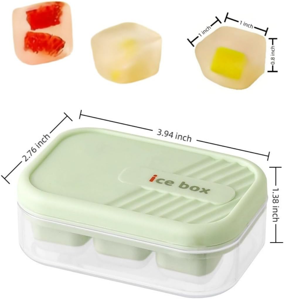 3-pack mini ice cube tray with lid and bin - 6-cubes each,easy remove and stackable, small ice cube trays for mini fridge, for coffee and personal use