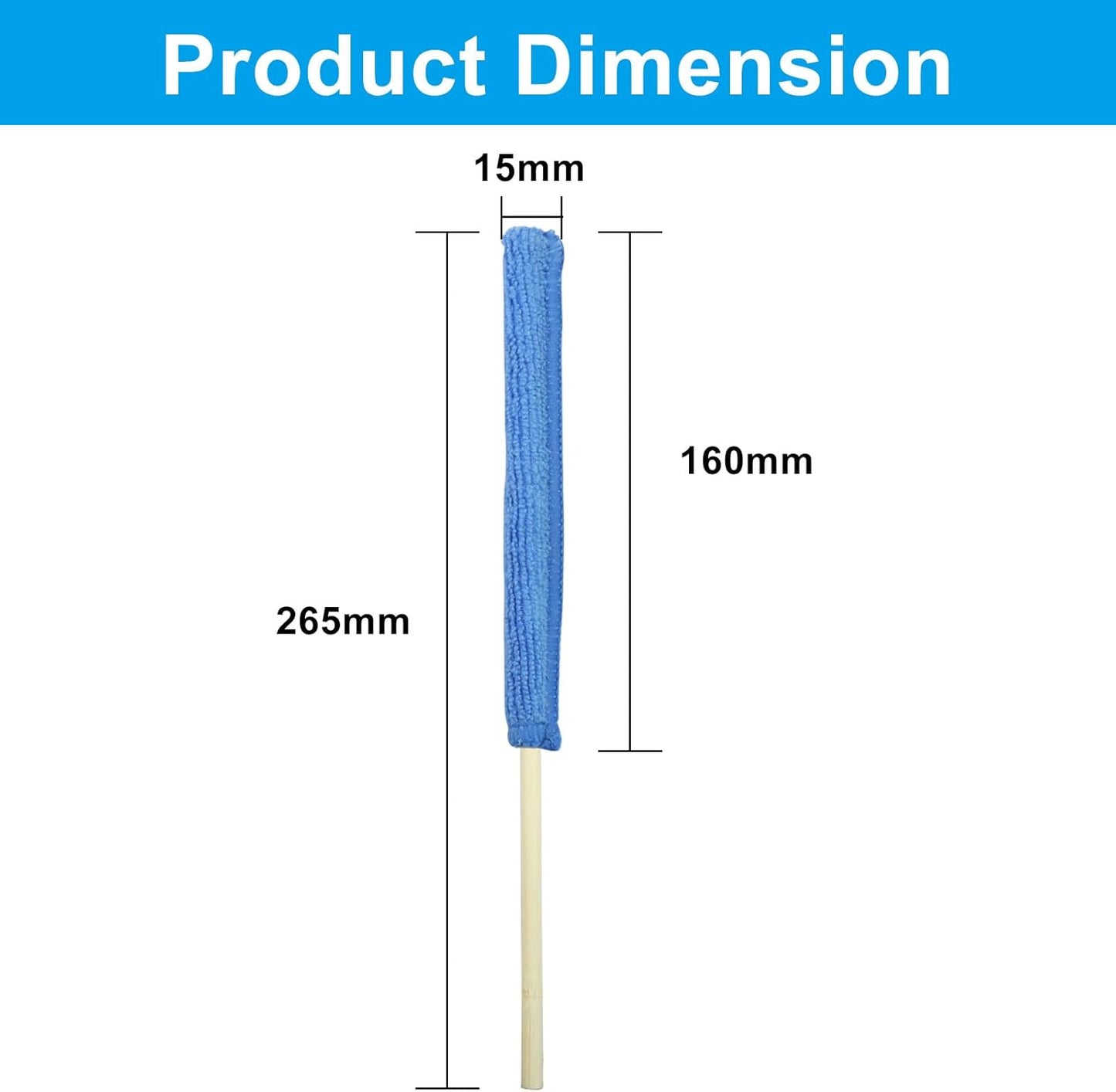 12 Pack Microfiber Detail Duster Sticks, Mini Dusters for Cleaning, Fan Cleaning Brush, Blinds Cleaner Tool, Crevice Cleaning Tool for Home/Car Window Blind