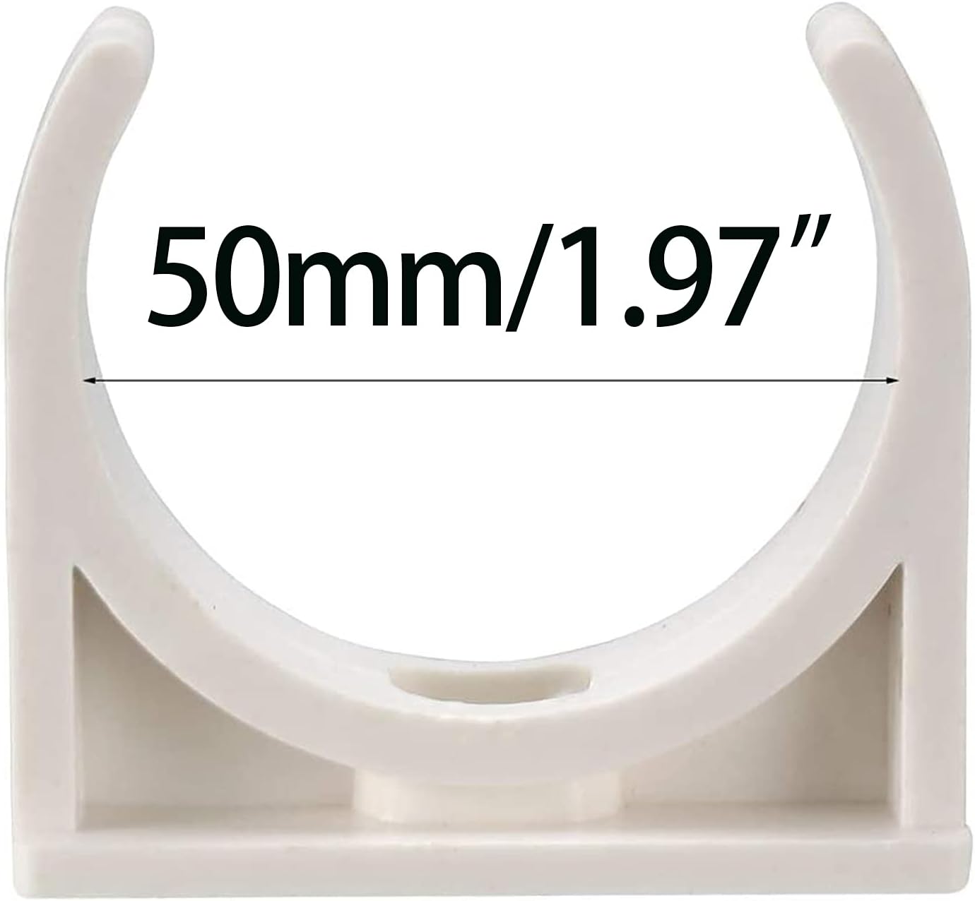 BVO 20 Pcs U-Shaped PVC Water 50mm Pipe Clamps, White, 2" (50mm) Pipes & TV Trays Tubing Hose Hanger Support Pex Tubing