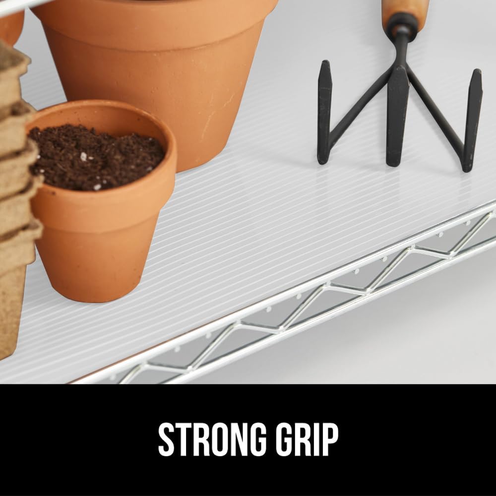 GORILLA GRIP DuraGuard Shelf Liner, Non-Adhesive Cabinet Liners for Kitchen Drawers, Shelves, Refrigerator, Pantry Storage, Bathroom Closet, Durable Waterproof BPA Free Ribbed Plastic, 20x10 White