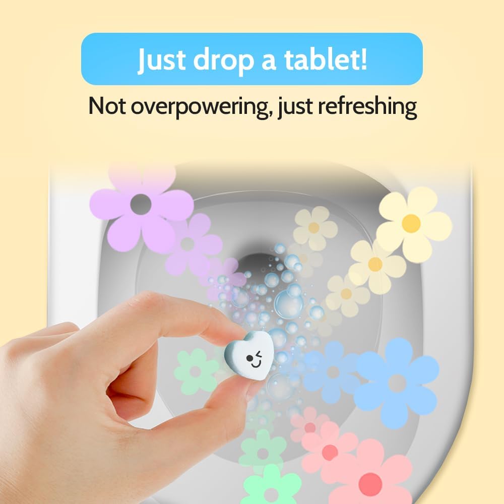 Effervescent Bathroom Air Freshener - Lemon Eucalyptus - Toilet Deodorizer, Bathroom Odor Eliminator, Toilet Freshener, Flushable Air Freshener Toilet Tablets, 1 Pack (30 Tablets)