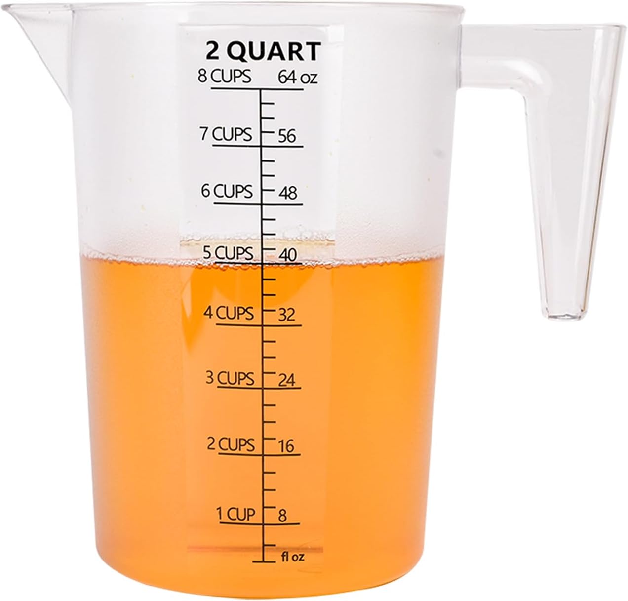 Food-Grade Plastic Measuring Pitcher – 64 Ounce & 8 Cups Measuring Cups with Handle for Liquid, Motor Oil, Pool & Lawn Chemicals, Dilution, Soap Mixing, Brewing, Commercial & Kitchen Use(2000ml)