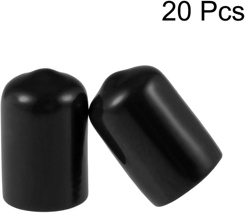 uxcell 20pcs Rubber End Caps 12mm ID Vinyl Round Tube Bolt Cap Cover Thread Protectors Black
