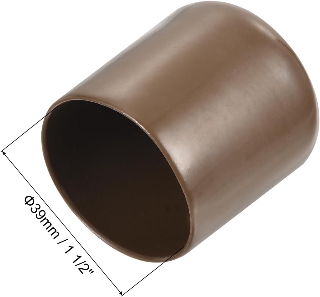 uxcell 20pcs Rubber End Caps 39mm(1 1/2") ID Vinyl PVC Round Tube Bolt Cap Cover Screw Thread Protectors Brown