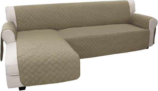Easy-Going L Shape Sectional Sofa Cover - Reversible Chaise Lounge Slipcover, Pet & Kid Friendly (Small, Beige/Beige)