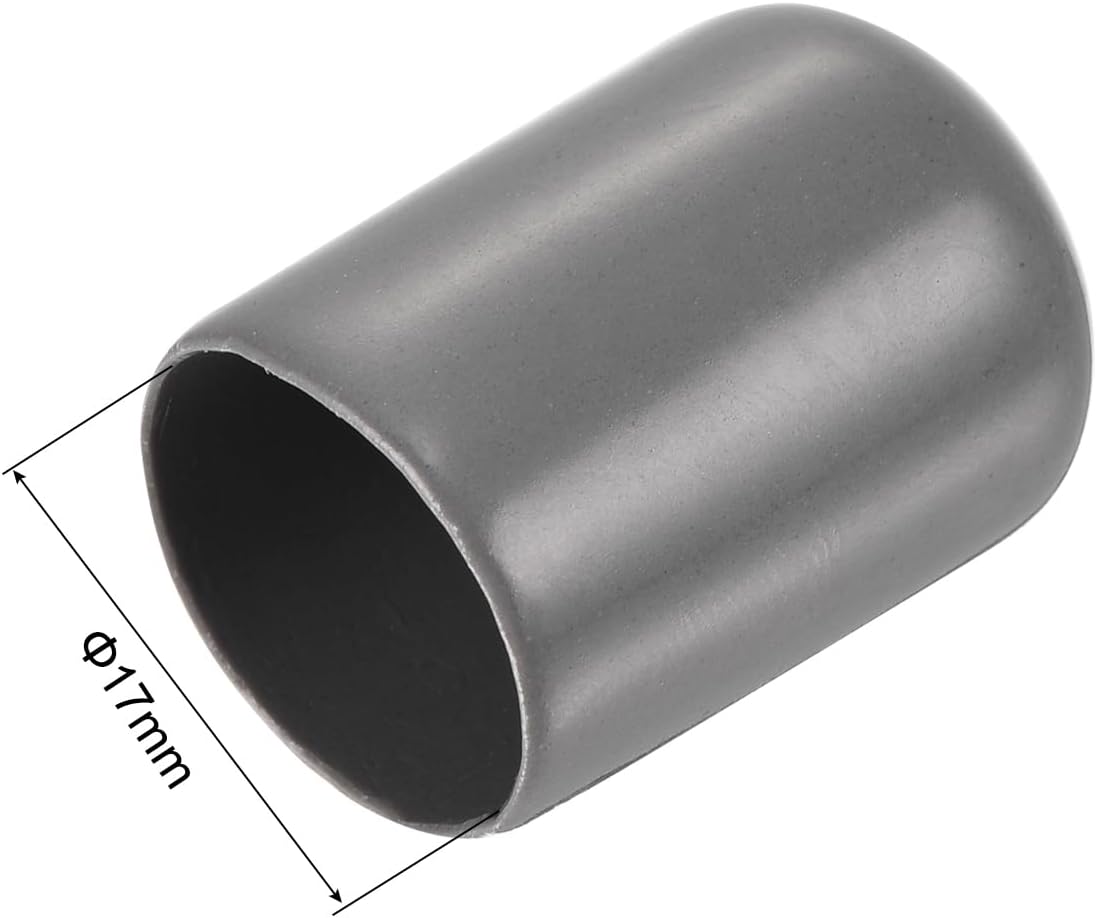 uxcell 20pcs Rubber End Caps 17mm ID Vinyl PVC Round Tube Bolt Cap Cover Screw Thread Protectors Dark Grey