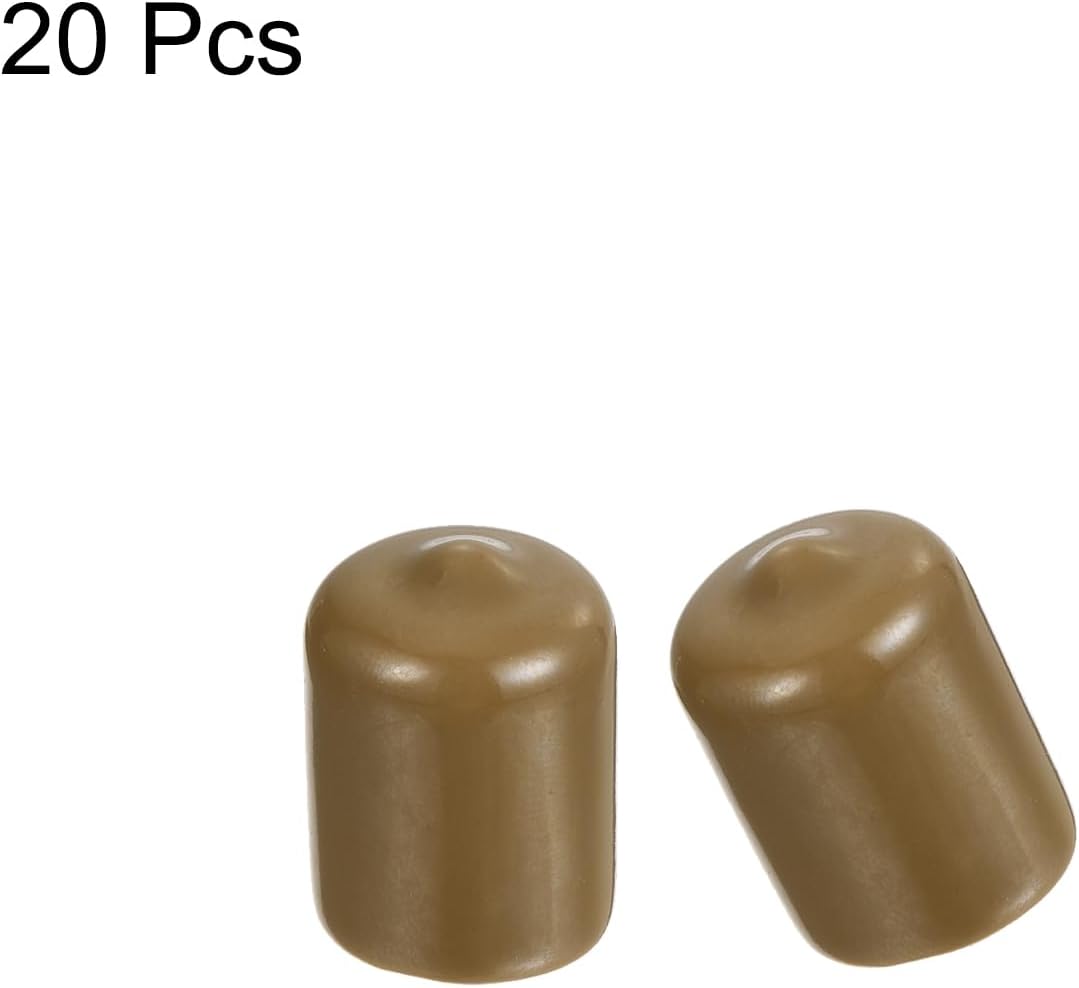 uxcell 20pcs Rubber End Caps 15.5mm(5/8") ID Vinyl PVC Round Tube Bolt Cap Cover Screw Thread Protectors Light Brown