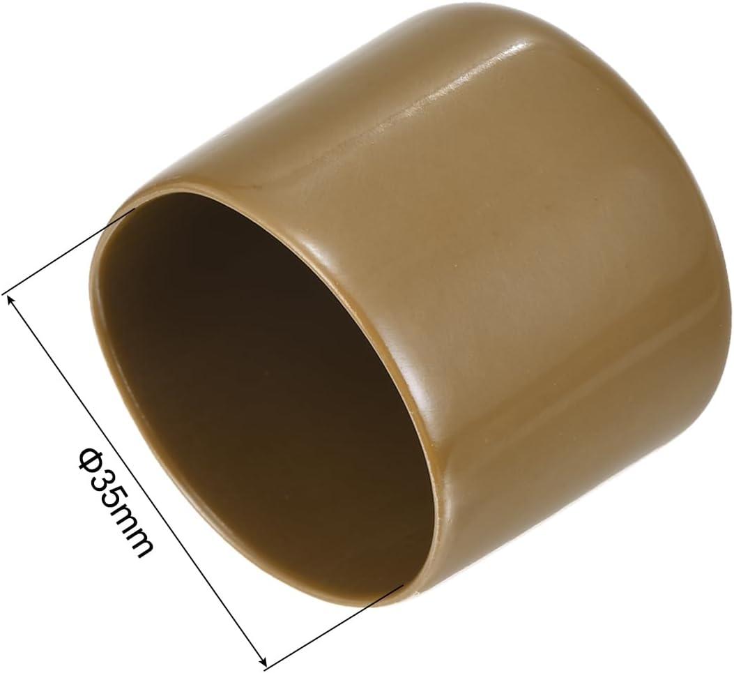 uxcell 20pcs Rubber End Caps 35mm(1 3/8") ID Vinyl PVC Round Tube Bolt Cap Cover Screw Thread Protectors Light Brown