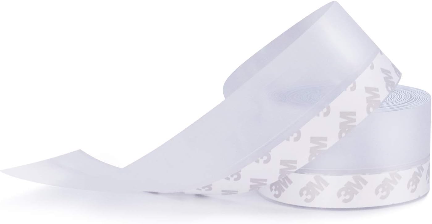 TAROSE Weather Stripping, 33 Feet Weather Seal Strip, Adhesive Silicone Tape (Transparent, 25MM) for Door, Shower, Window Draft Stopper