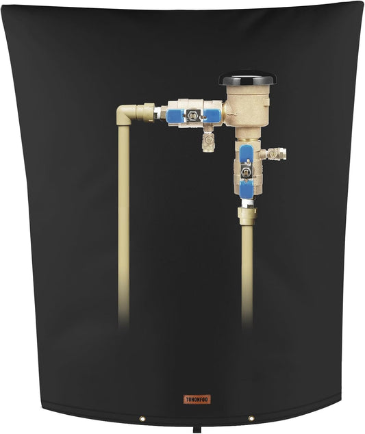 Backflow Preventer Pipe Insulation Cover (5°F) - Irrigation Sprinkler Valve Insulated Pouch - Water Well Pump Cover - Sturdy 5 Layers for Winter Freeze Protection, 24" W x 30" H, Black