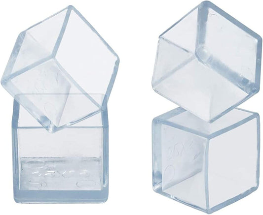16 Pcs Transparent Square Anti-Slip Rubber Leg Tips Chair Leg Caps Furniture Floor Protectors Chair Table Bar Stool Leg Covers Furniture Leg Cube Feet 0.79 Inch x 0.79 Inch (20 x 20mm)
